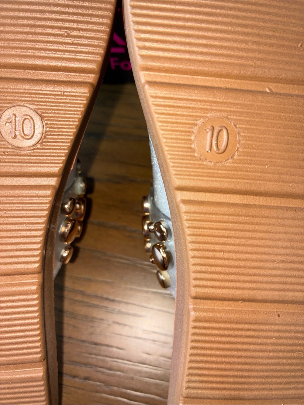 Corkys White Glitter Slide Sandals with Gold Studs - Picture 7 of 8